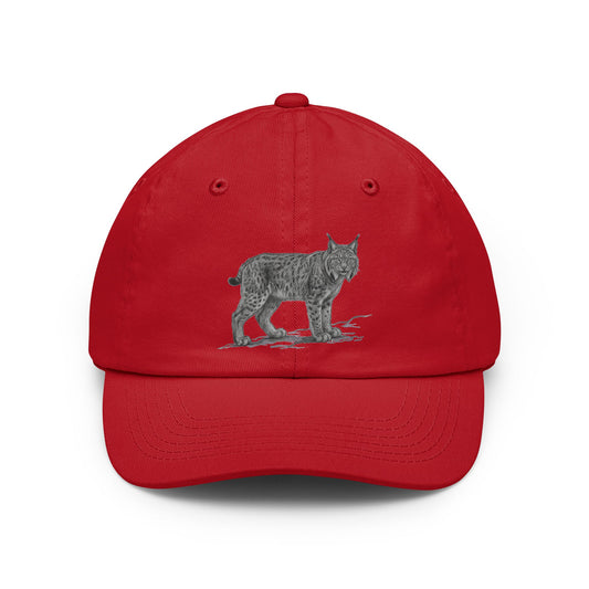 Color: Red | Pencil Sketch Art Lynx Dad Hat