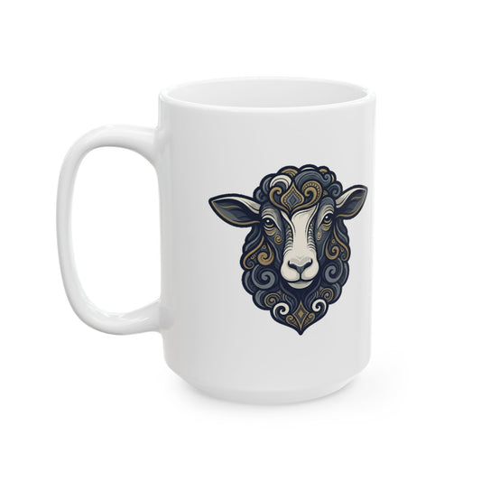 "Barnyard Sheep" White Ceramic Mug — Graphic