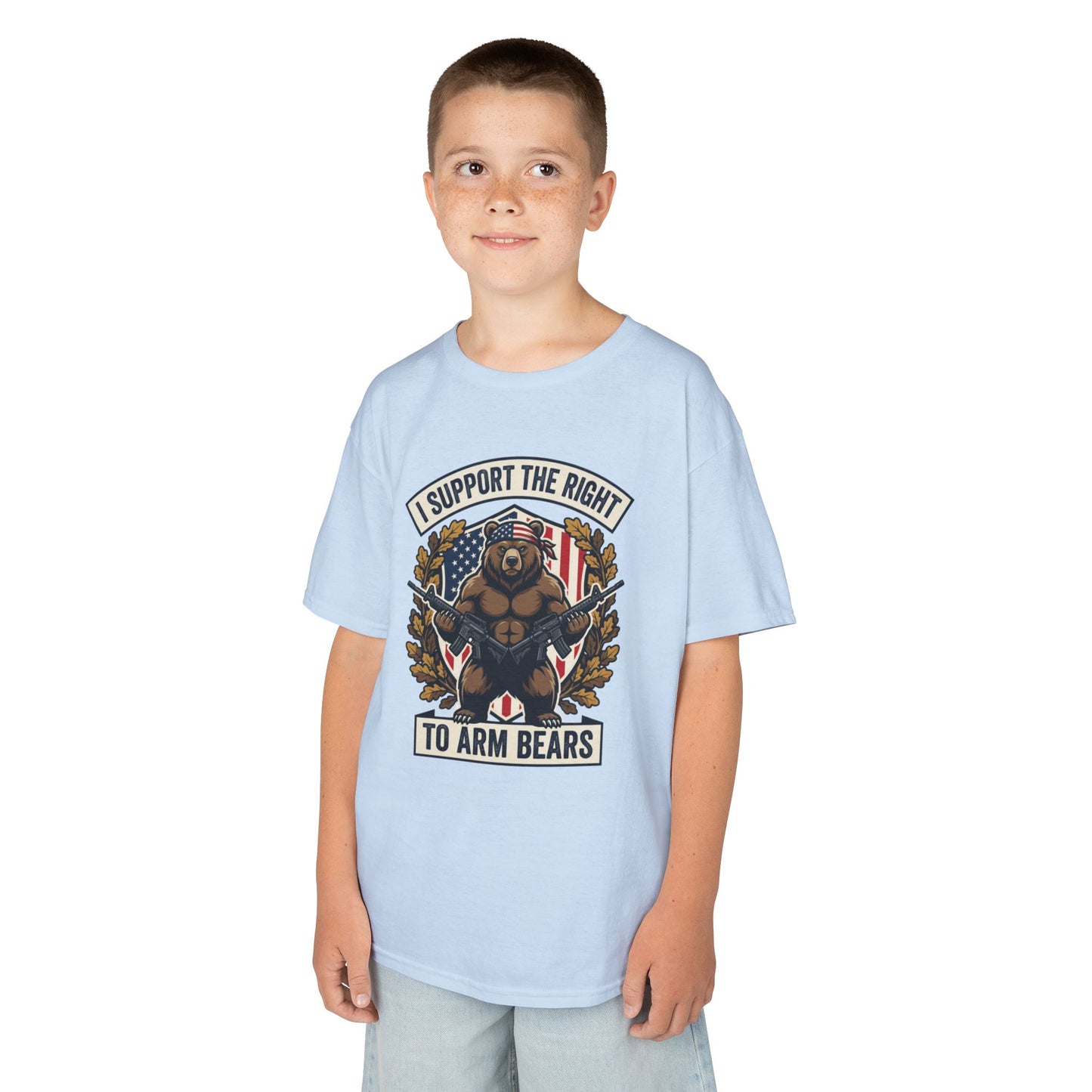 Kids T‑Shirt — "I Support The Right To Arm Bears" Patriotic Bear Graphic Tee