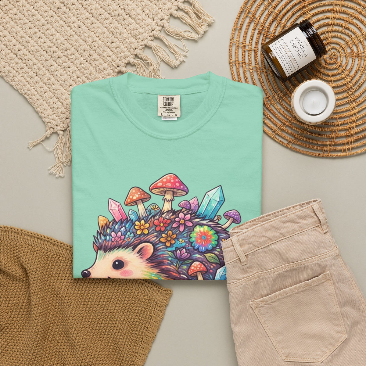 Hippy Hedgehog Unisex Garment-Dyed Tee