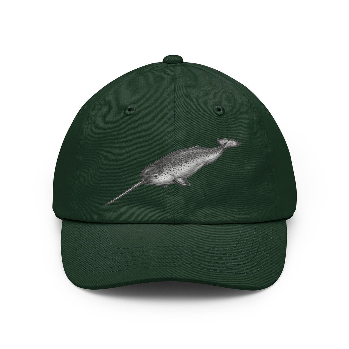 Color: Forest Green | Pencil Sketch Art Narwhal Dad Hat
