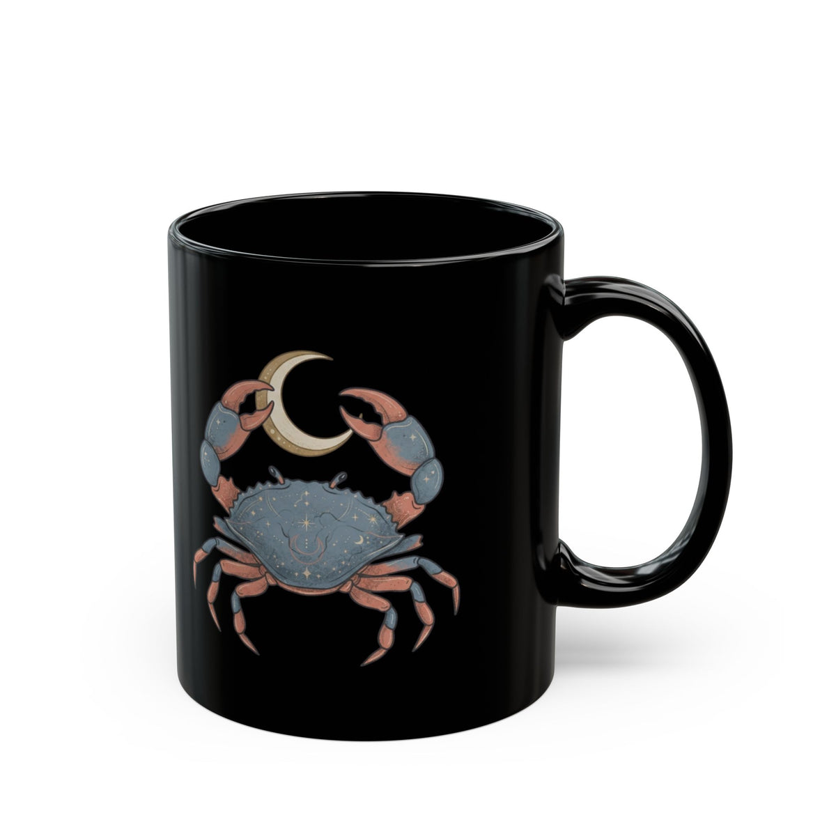 "Cancer The Moon Child Crab" Black Ceramic Mug — Graphic