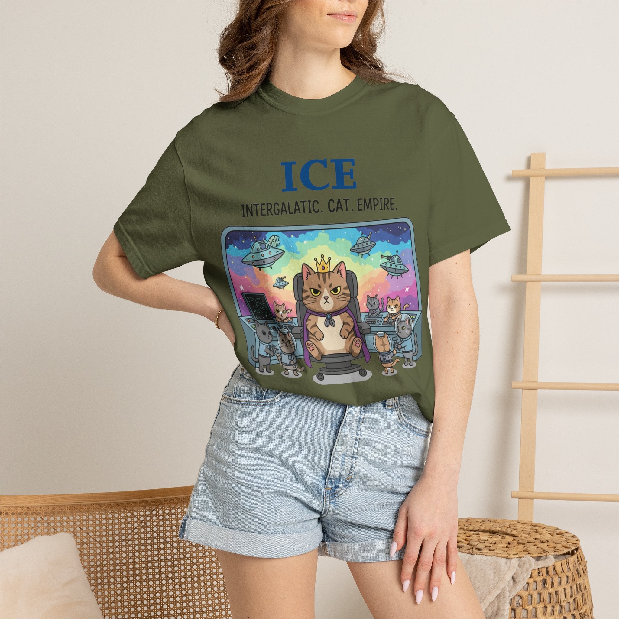 "ICE (Intergalactic Cat Empire)" Unisex Garment-Dyed T-shirt