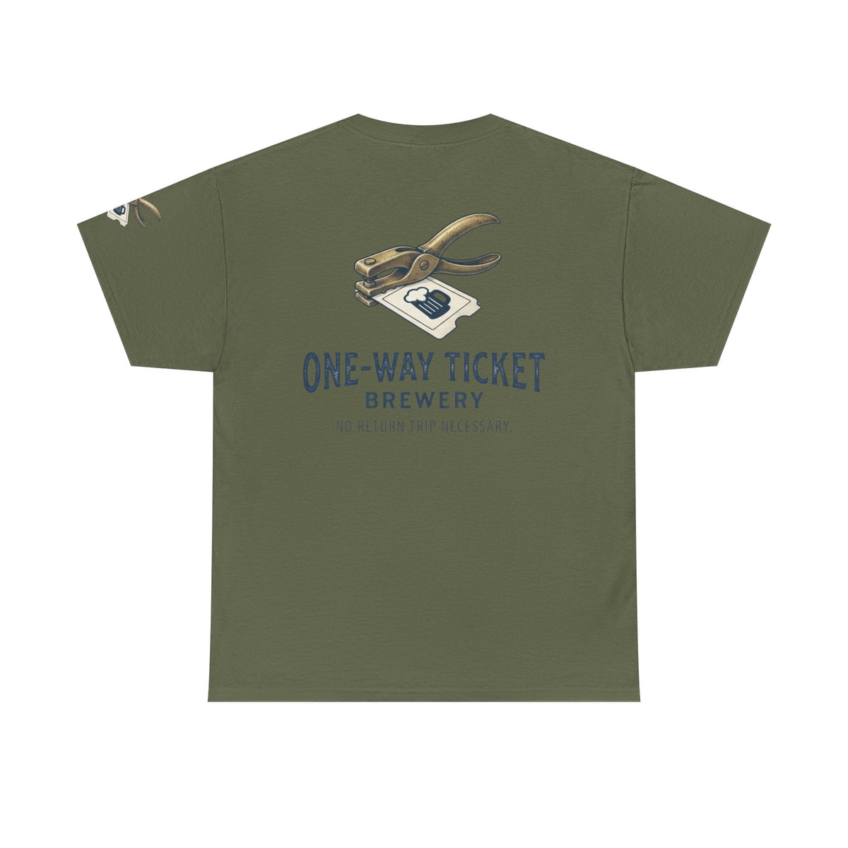 Color: Military Green | One-Way Ticket Brewery Premium Graphic Tee