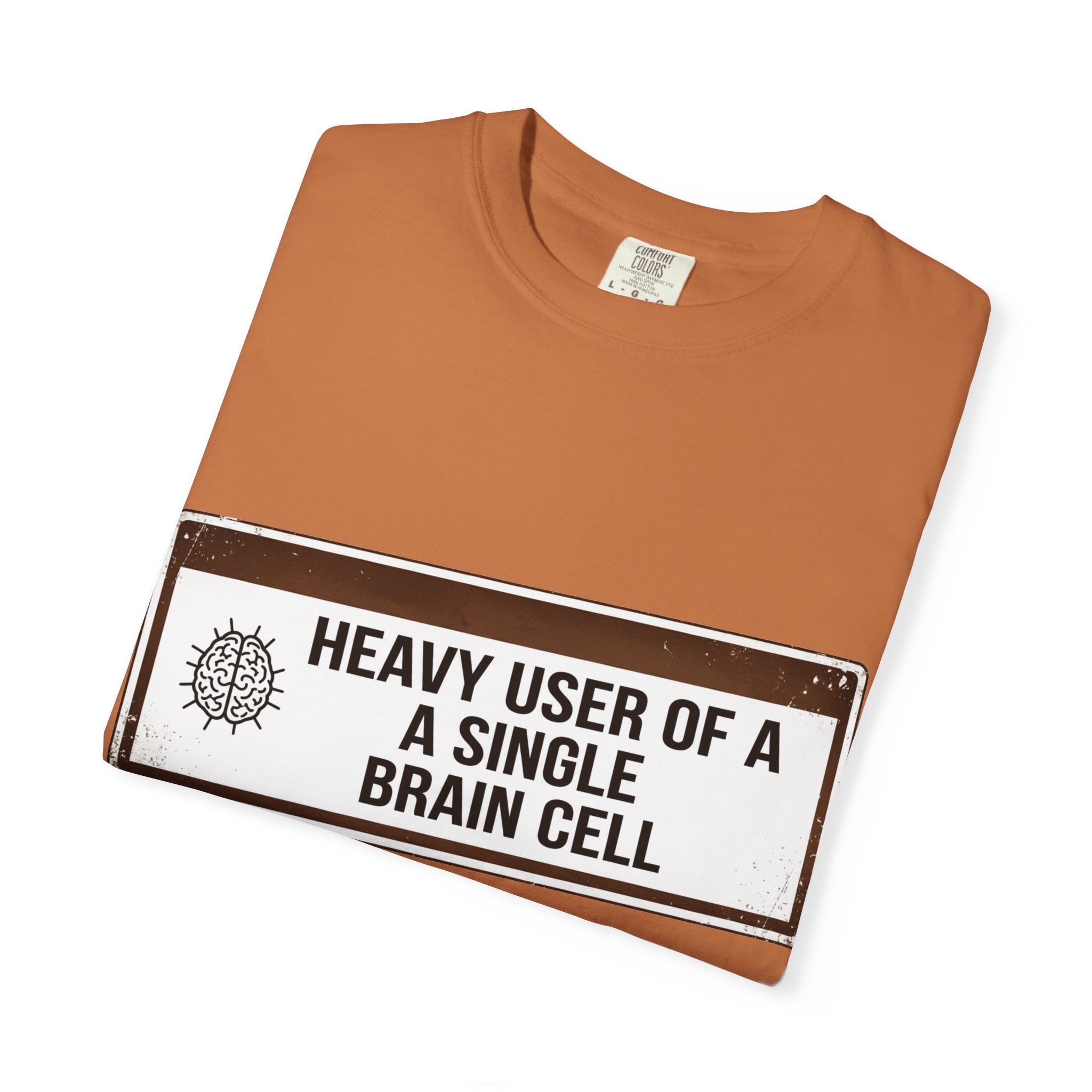 “Heavy User of a Single Brain Cell” Unisex Garment-Dyed T-shirt