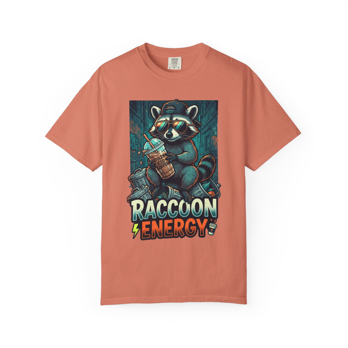 "Raccoon Energy" Unisex Garment-Dyed Tee