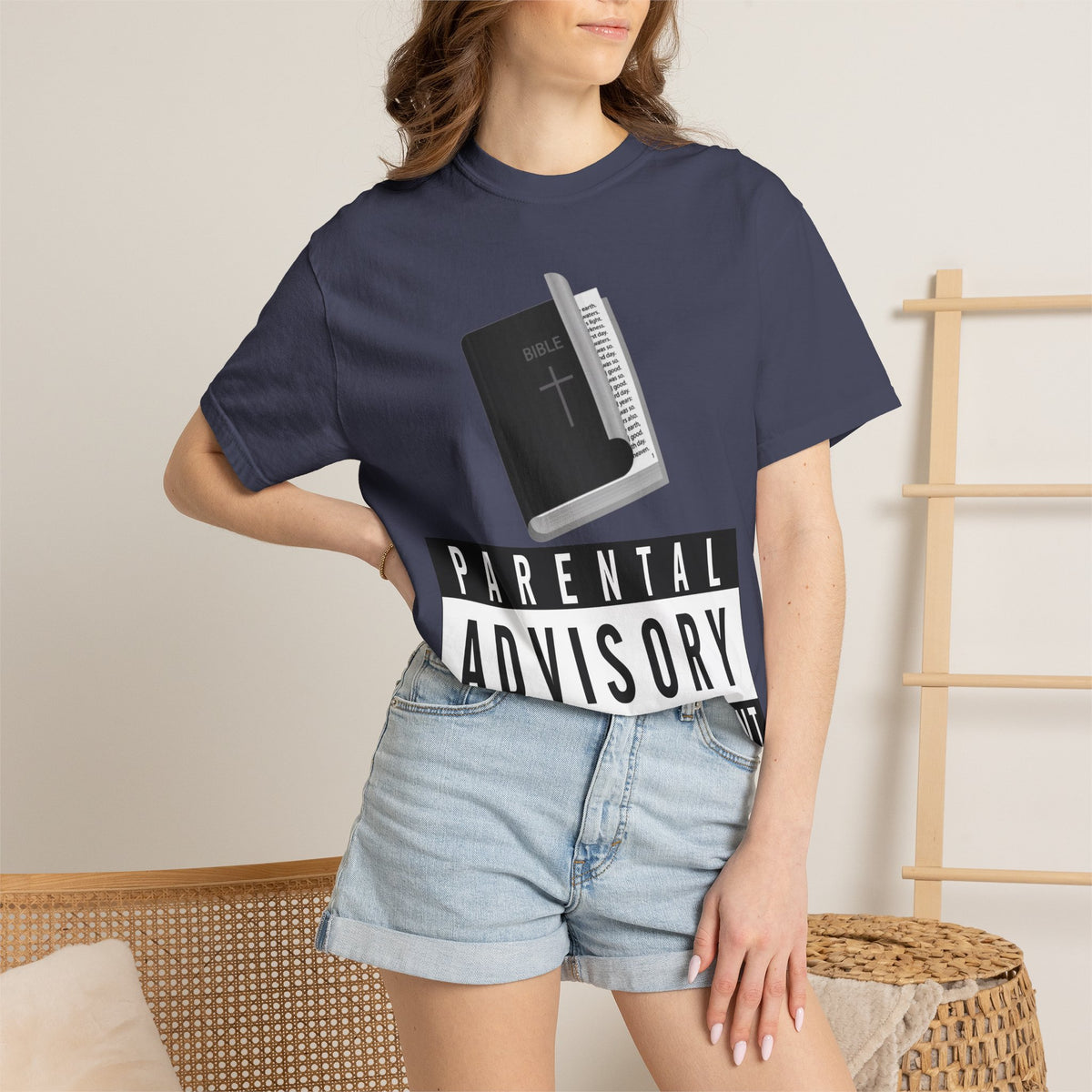 Color: Denim | Rated R for Religious Unisex Garment-Dyed T-shirt