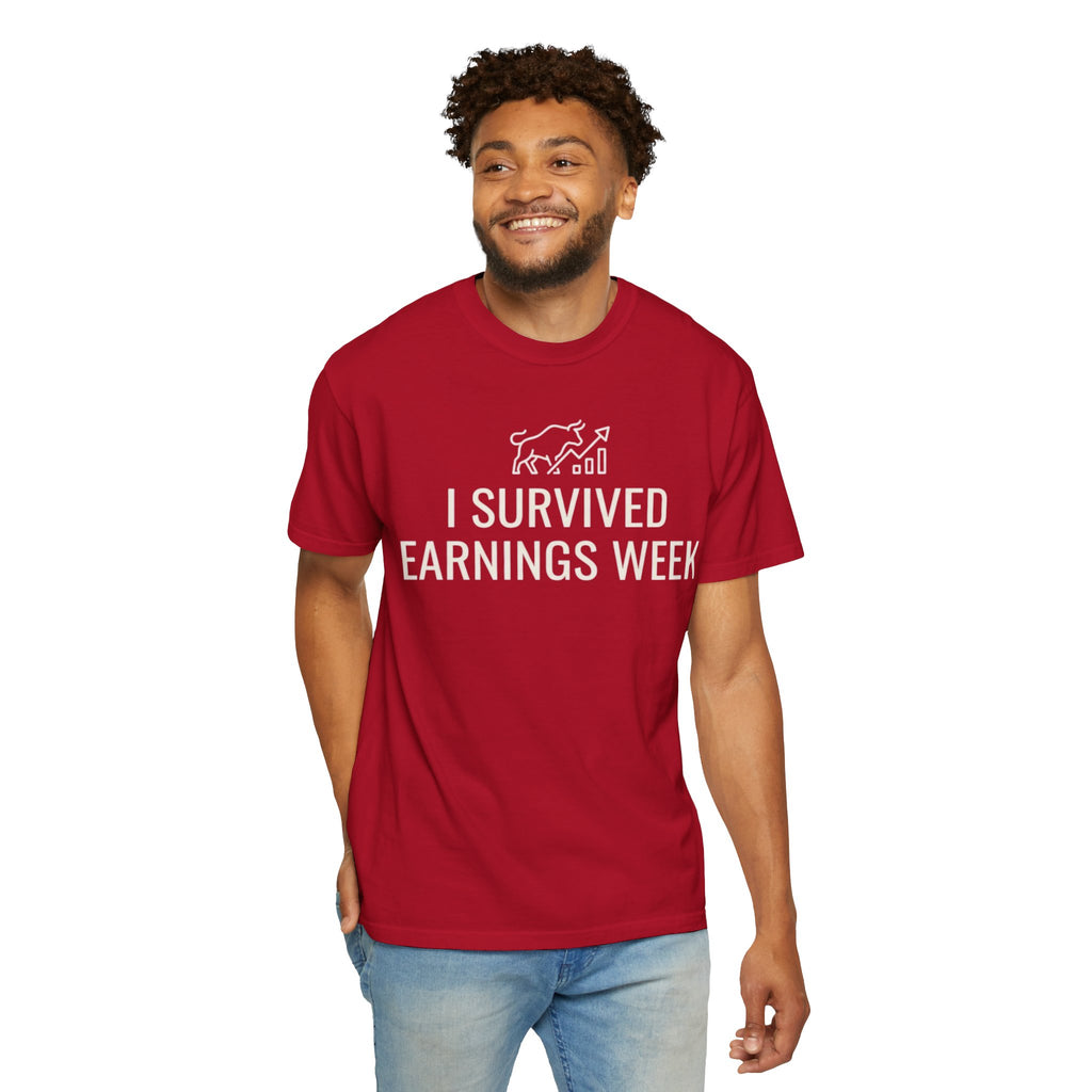 "I Survied Earnings Week" Unisex Garment-Dyed Tee