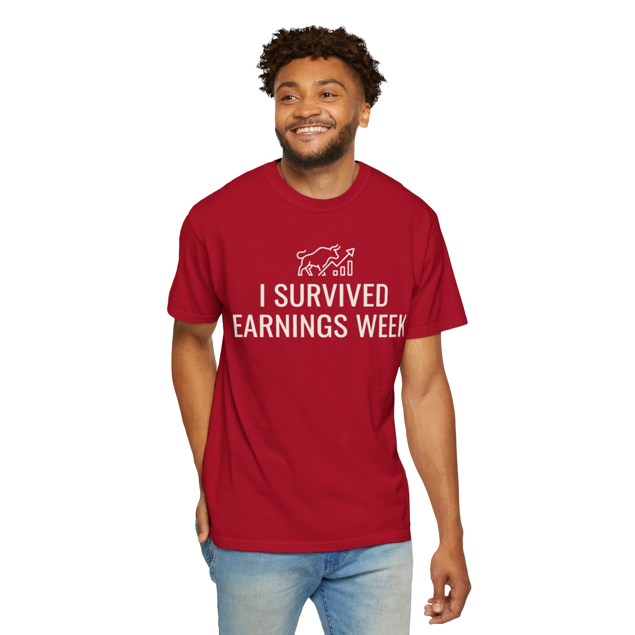 "I Survied Earnings Week" Unisex Garment-Dyed Tee