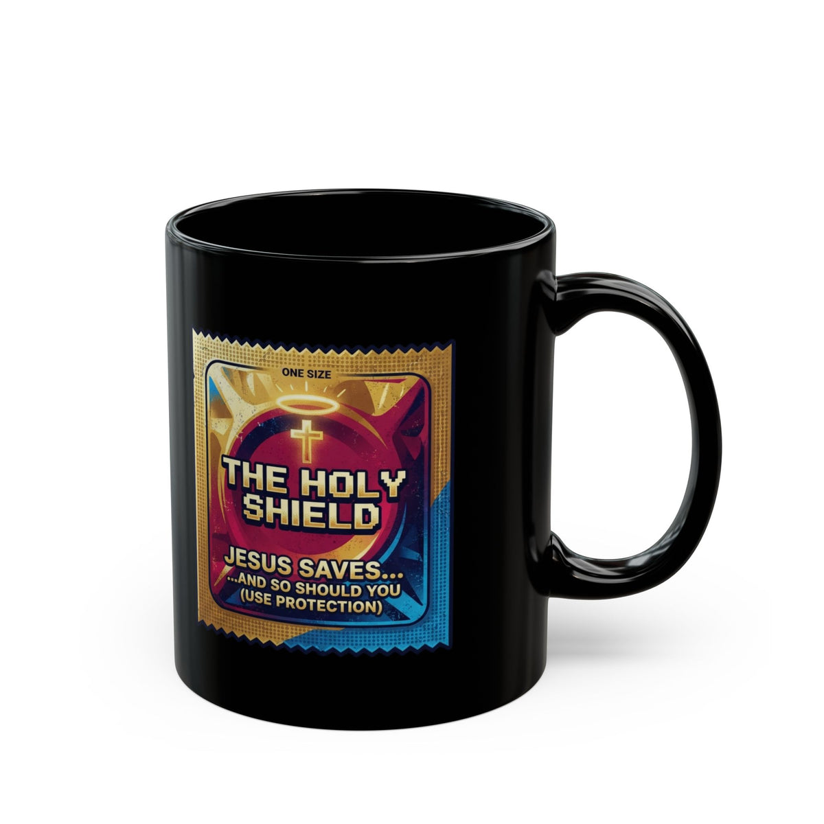 "Good Book Series The Holy Shield" Black Ceramic Mug