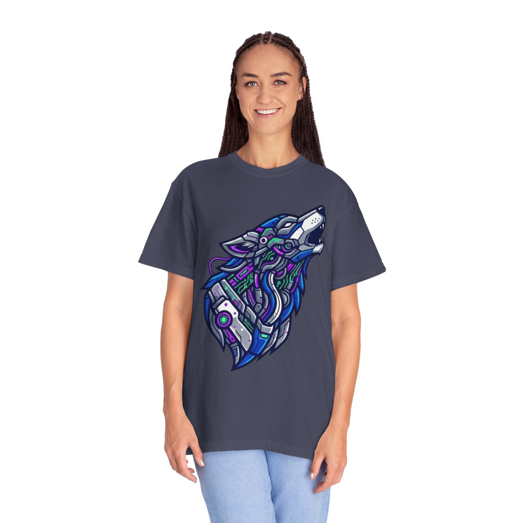 "Cyber Wolf" Unisex Garment-Dyed Tee