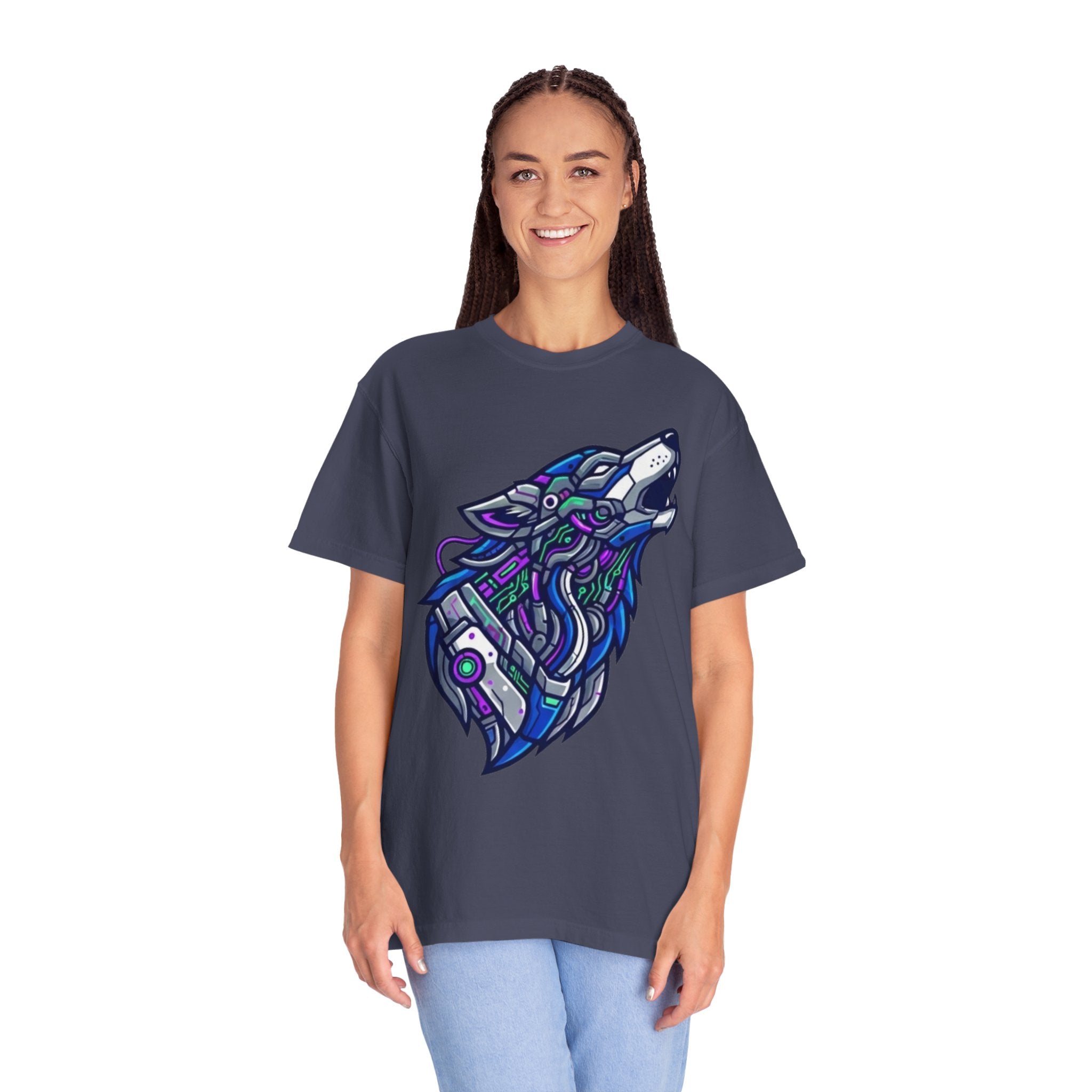 "Cyber Wolf" Unisex Garment-Dyed Tee