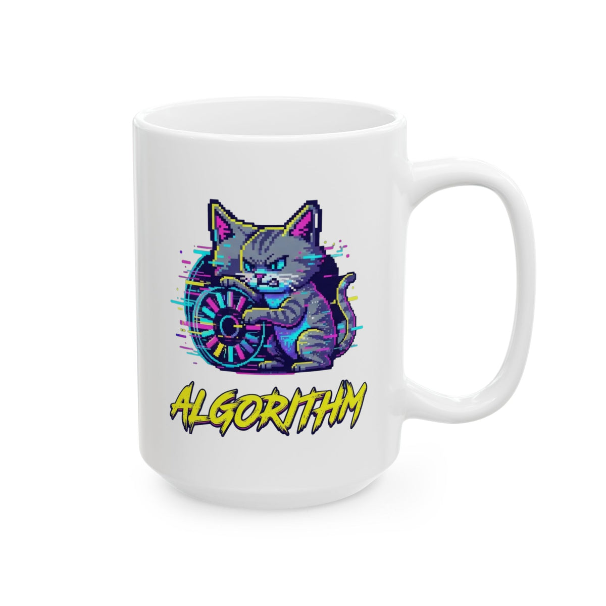 "Keep Calm And Blame The Algorithm" White Ceramic Mug — Graphic