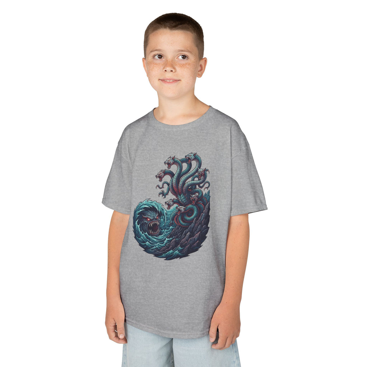 Color: Sport Grey | Charybdis and Scylla (Greek Mythology) Kids Tee