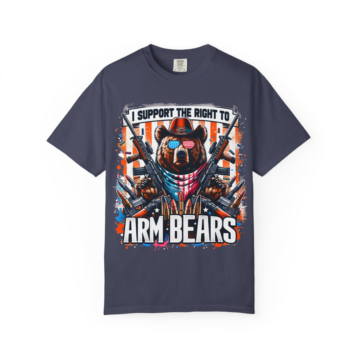 Color: Denim | The Right to Arm Bears Unisex Garment-Dyed T-shirt