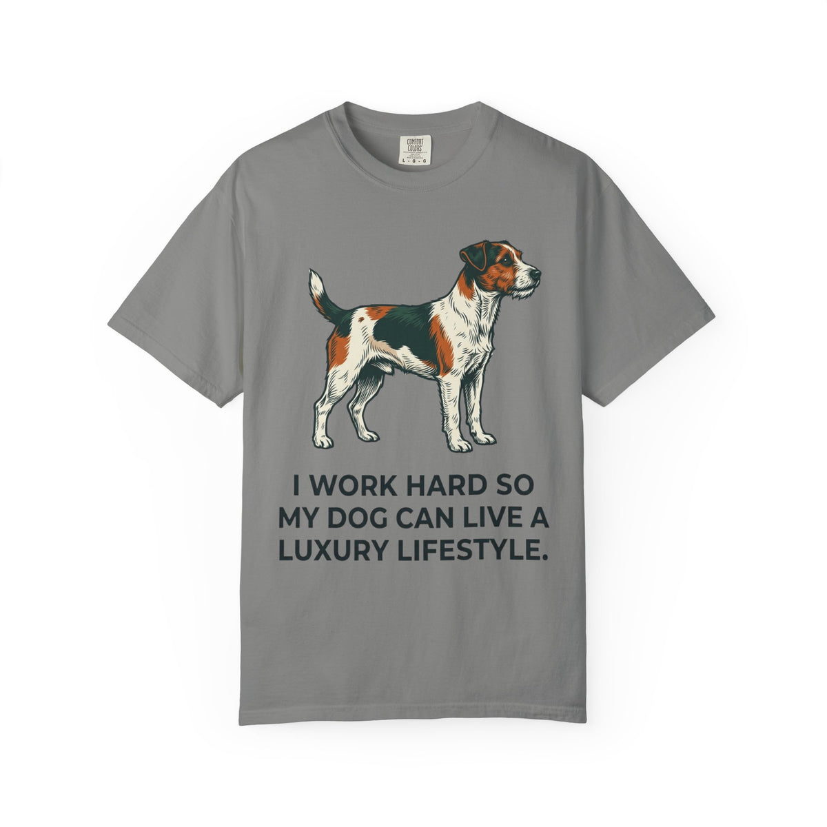 Color: Granite | I Work Hard -1 Unisex Garment-Dyed T-shirt