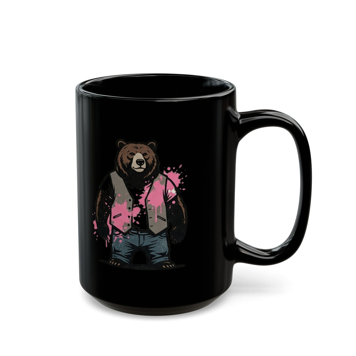 "Real Men Eat Pink" Black Ceramic Mug — Graphic
