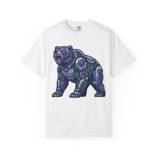 Color: White | Cyber Bear Unisex Garment-Dyed Tee