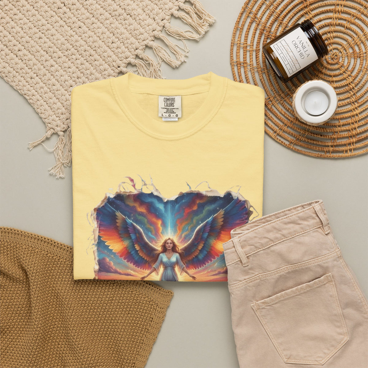 "Rainbow Angel" Unisex Garment-Dyed Tee