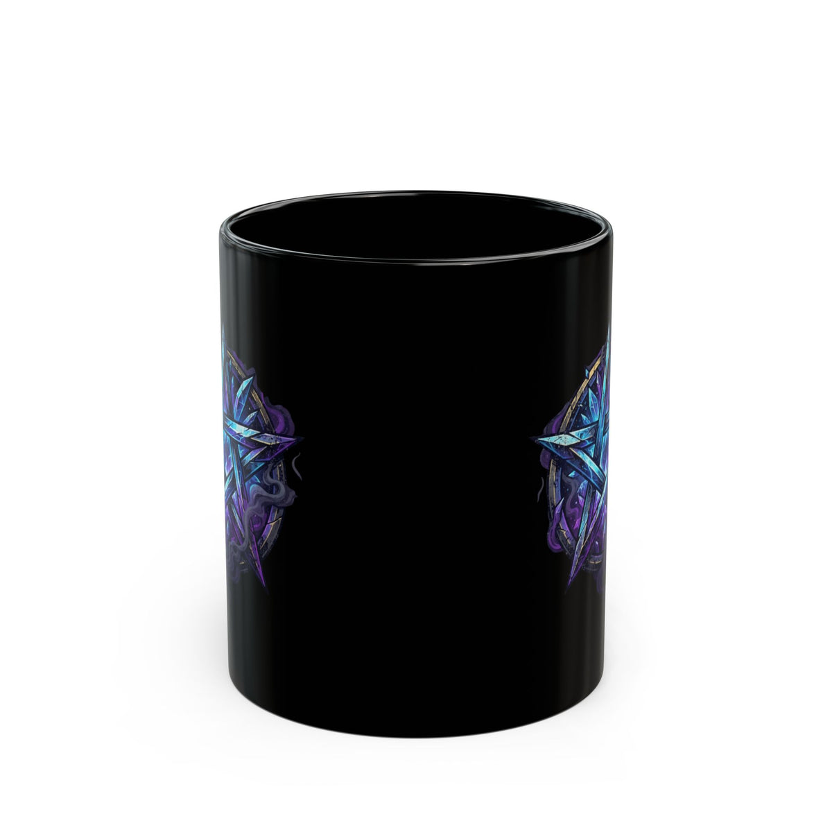 "Cosmic Spectrum Pentacle" Black Ceramic Mug — Graphic
