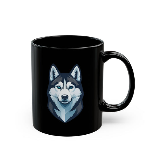"Siberian Husky Loyal & Free" Black Ceramic Mug — Graphic
