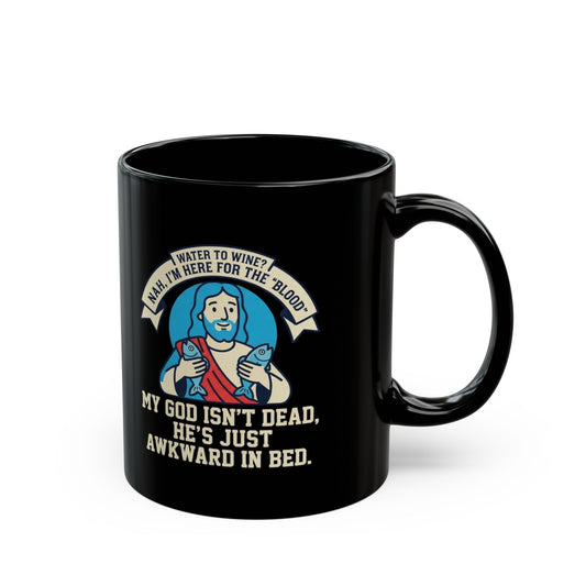 "Good Book Series Not Dead Awkward In Bed" Black Ceramic Mug