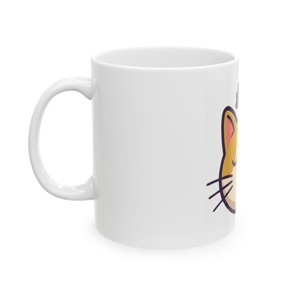 "Cat CALM" White Ceramic Mug — Graphic