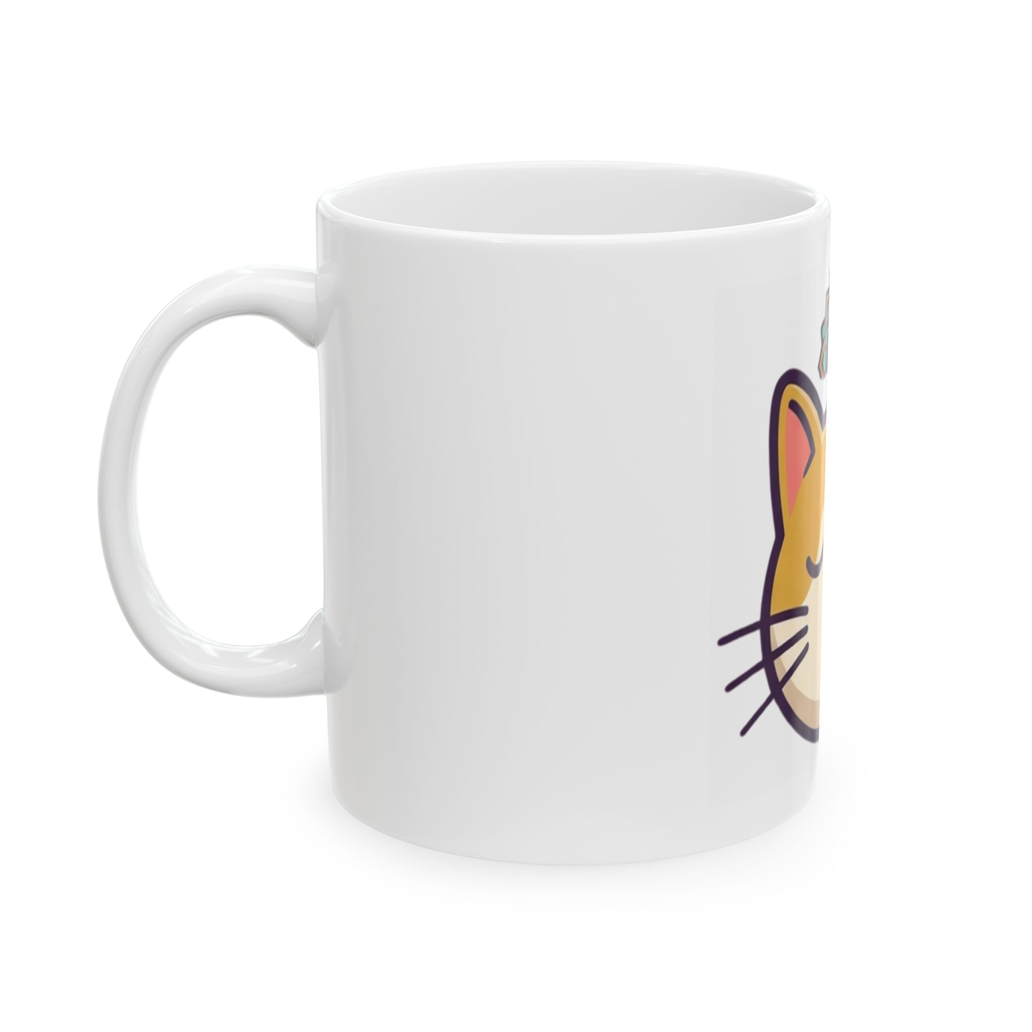 "Cat CALM" White Ceramic Mug — Graphic