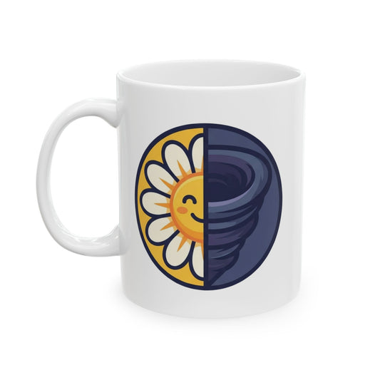 "Sunshine Mixed With A Little Hurricane" White Ceramic Mug — Graphic