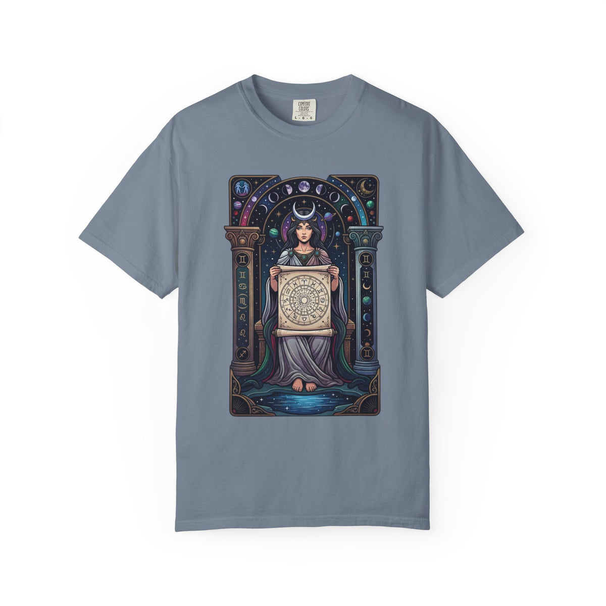 "The Cosmic Tarot (High Priestess)" Unisex Garment-Dyed Tee
