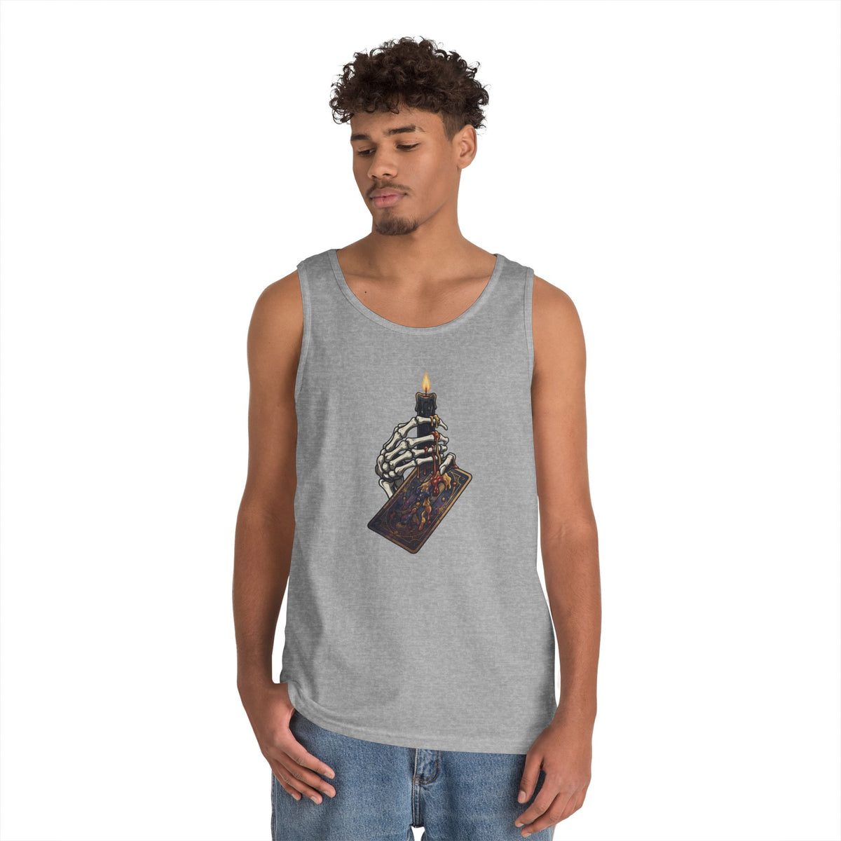 Color: Sport Grey | Skeletal Hand And Tarot Card Tank Top