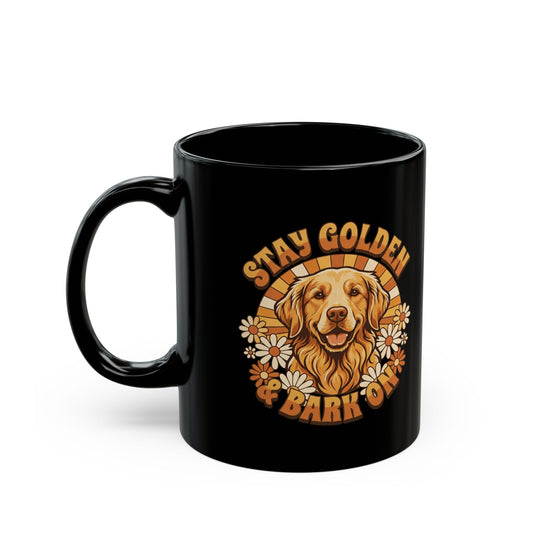 "Stay Golden & Bark On" Black Ceramic Mug
