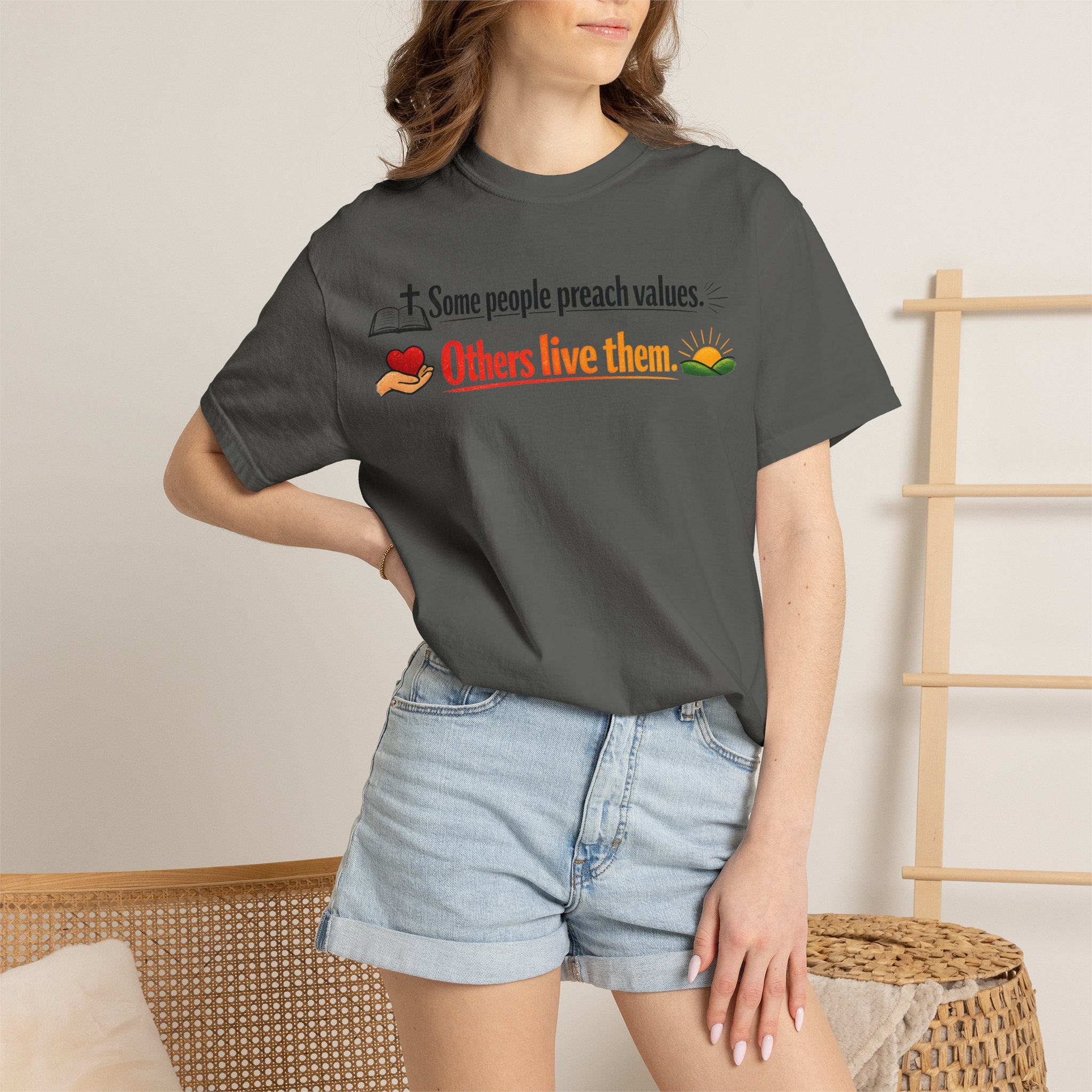 "Actions Over Sermons" Unisex Garment-Dyed T-shirt