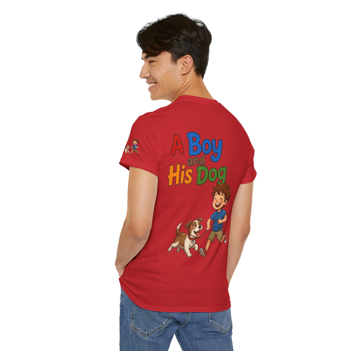 Color: Red | A Boy And His Dog Premium Graphic Tee