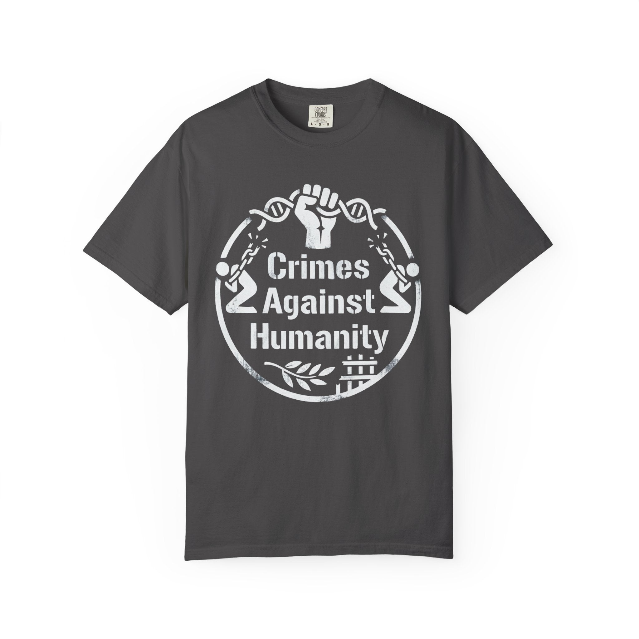 "Crimes Against Humanity" Unisex Garment-Dyed Tee