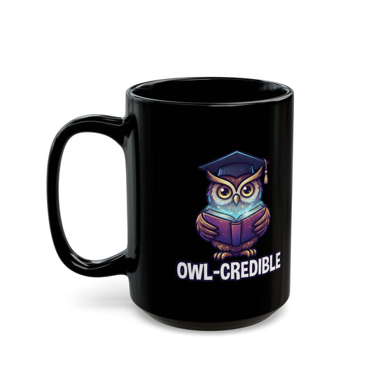 "Owl Credible" Black Ceramic Mug