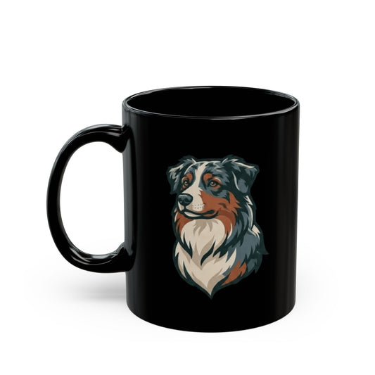 "Australian Sheperd" Black Ceramic Mug — Graphic