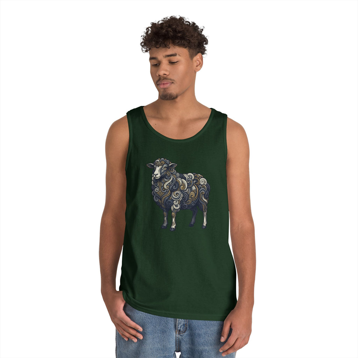 Color: Forest Green | Barnyard Sheep Tank Top