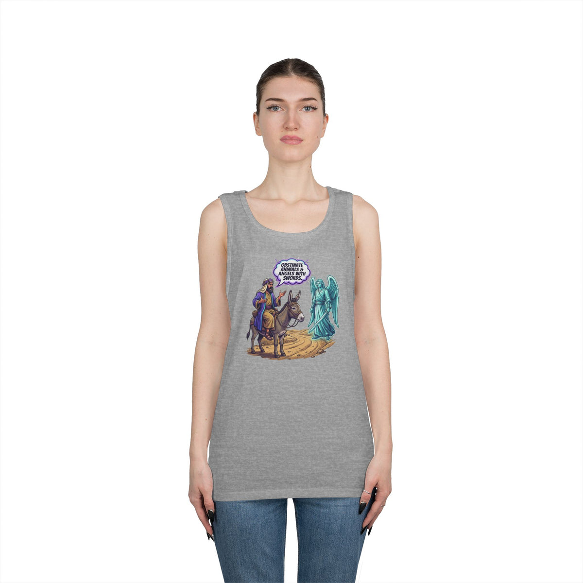 Color: Sport Grey | Good Book Series Obstinate Animals & Angels With Swords Tank Top