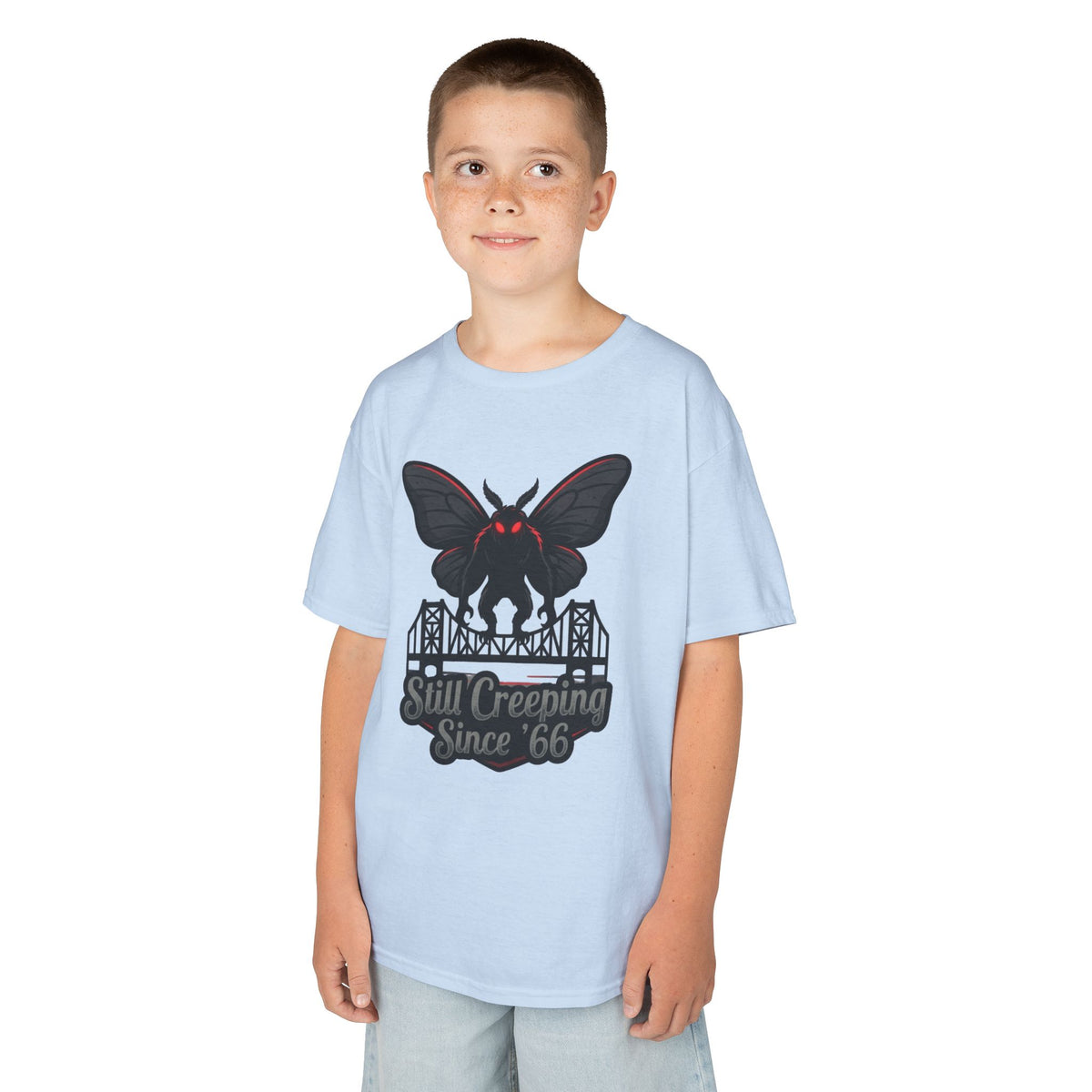 Color: Light Blue | Mothman (West Virginia, USA) Kids Tee