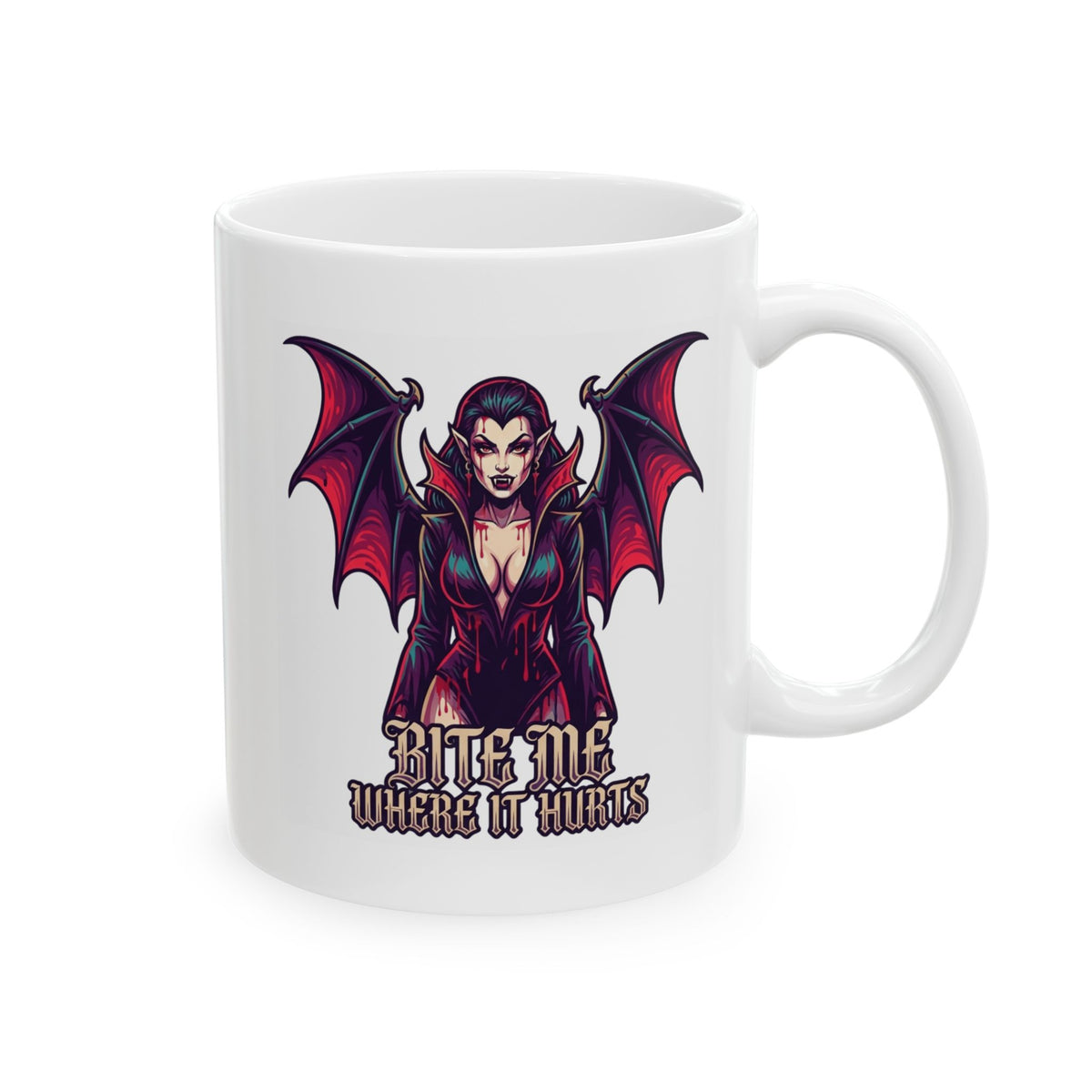 "Bite Me Where It Hurts" White Ceramic Mug