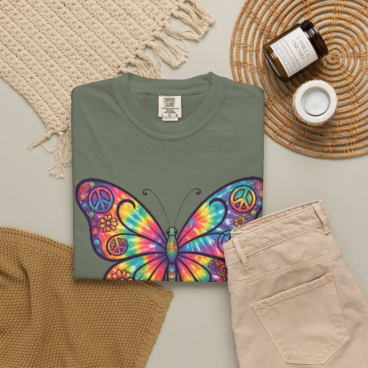 "Hippy Butterfly" Unisex Garment-Dyed Tee