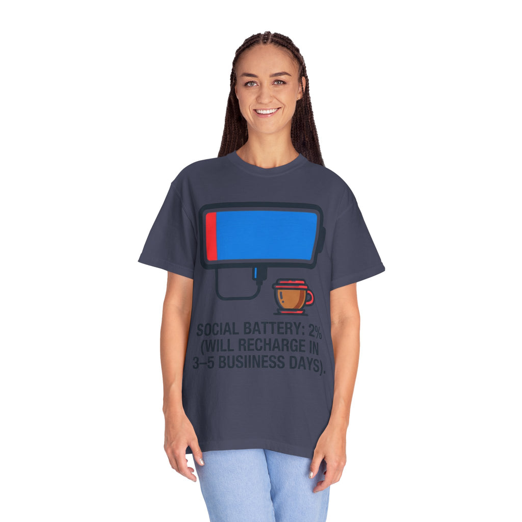 "Social Battery" Unisex Garment-Dyed Tee