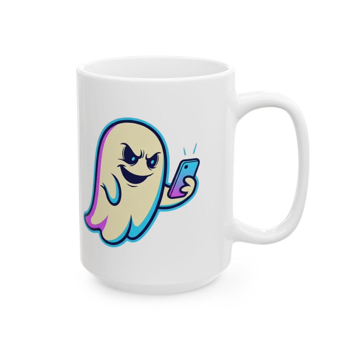 "Ghosting" White Ceramic Mug — Graphic