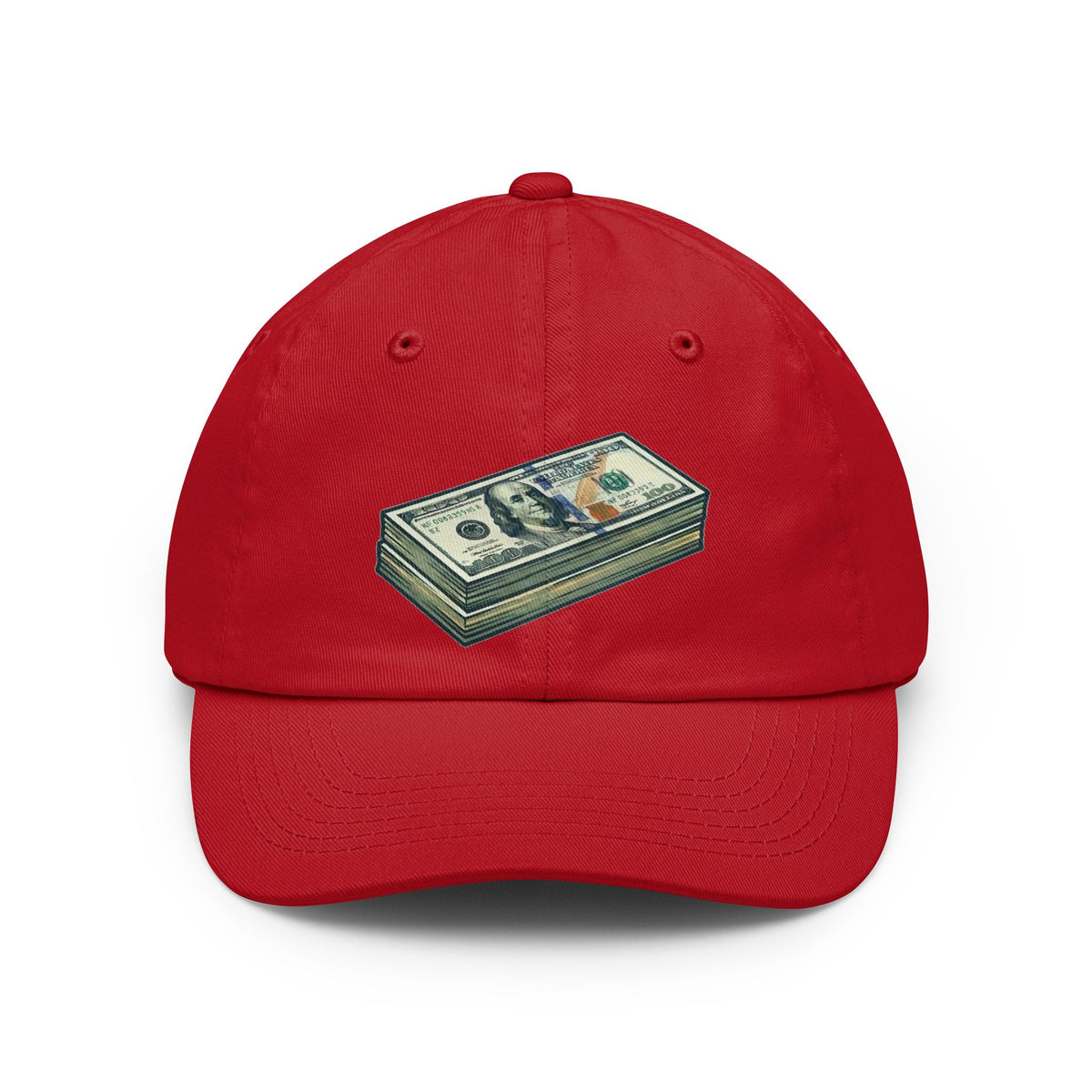 Color: Red | 100 Bucks Dad Hat — Graphic
