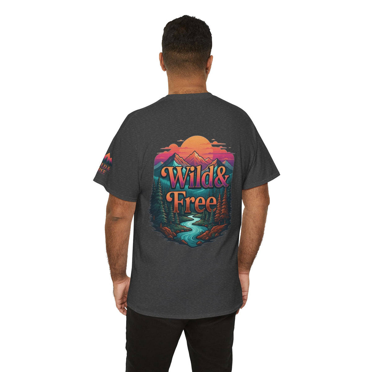 Color: Dark Heather | Wild & Free Premium Graphic Tee