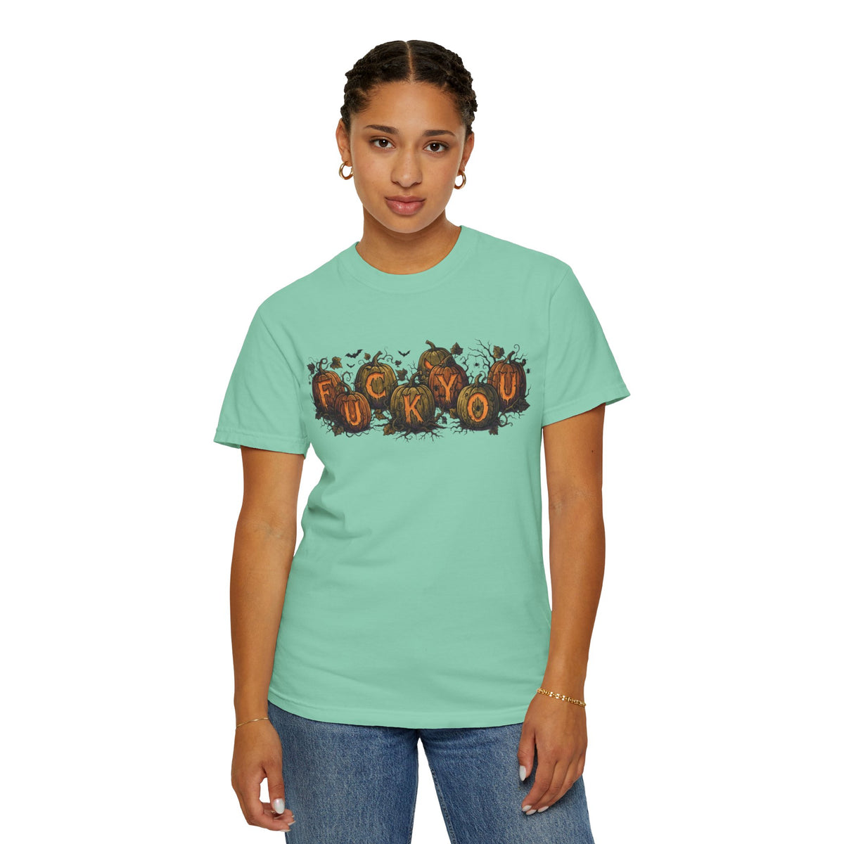 Color: Island Reef | Pumpkin FU Unisex Garment-Dyed Tee