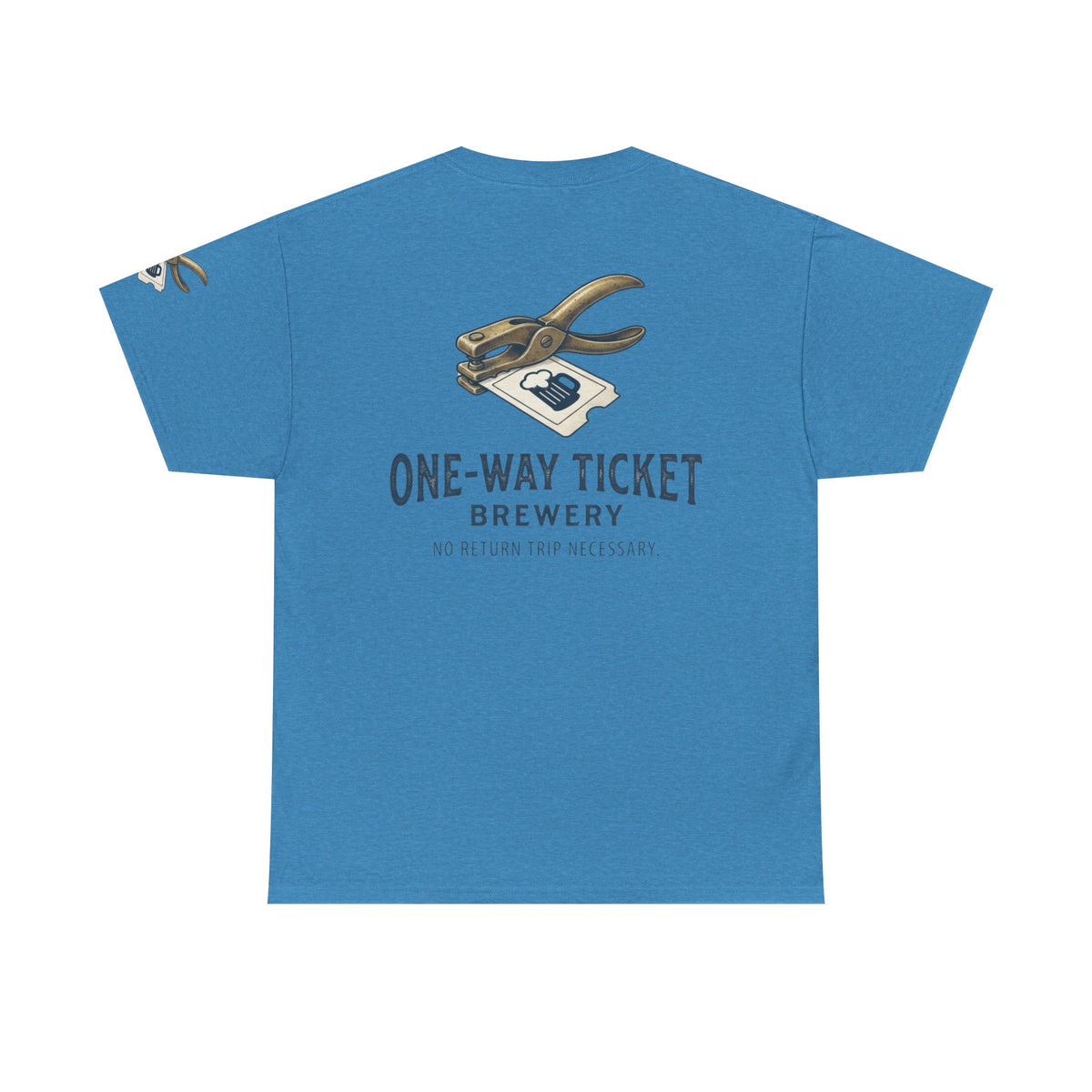 Color: Heather Sapphire | One-Way Ticket Brewery Premium Graphic Tee
