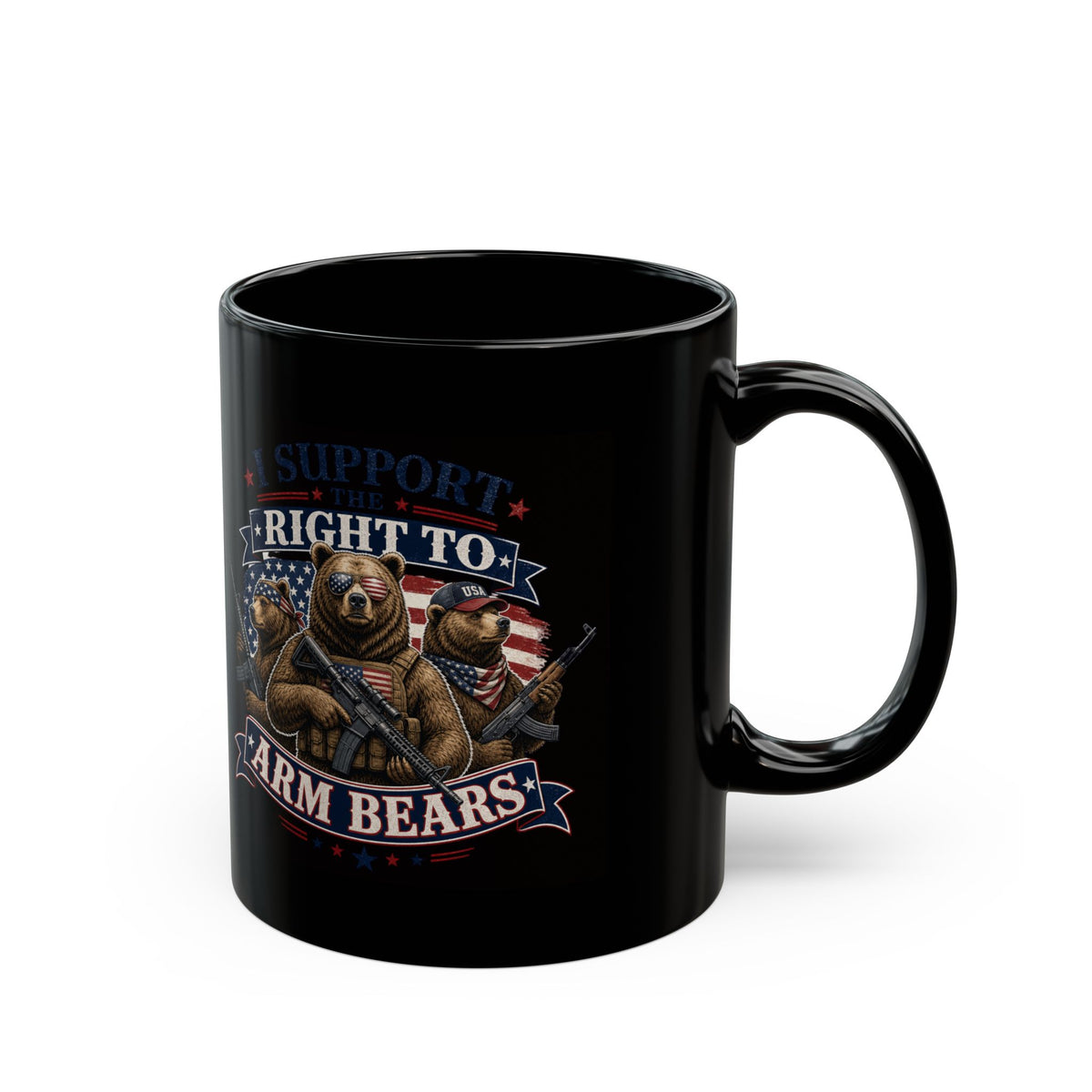 "Armed Bears" Black Ceramic Mug