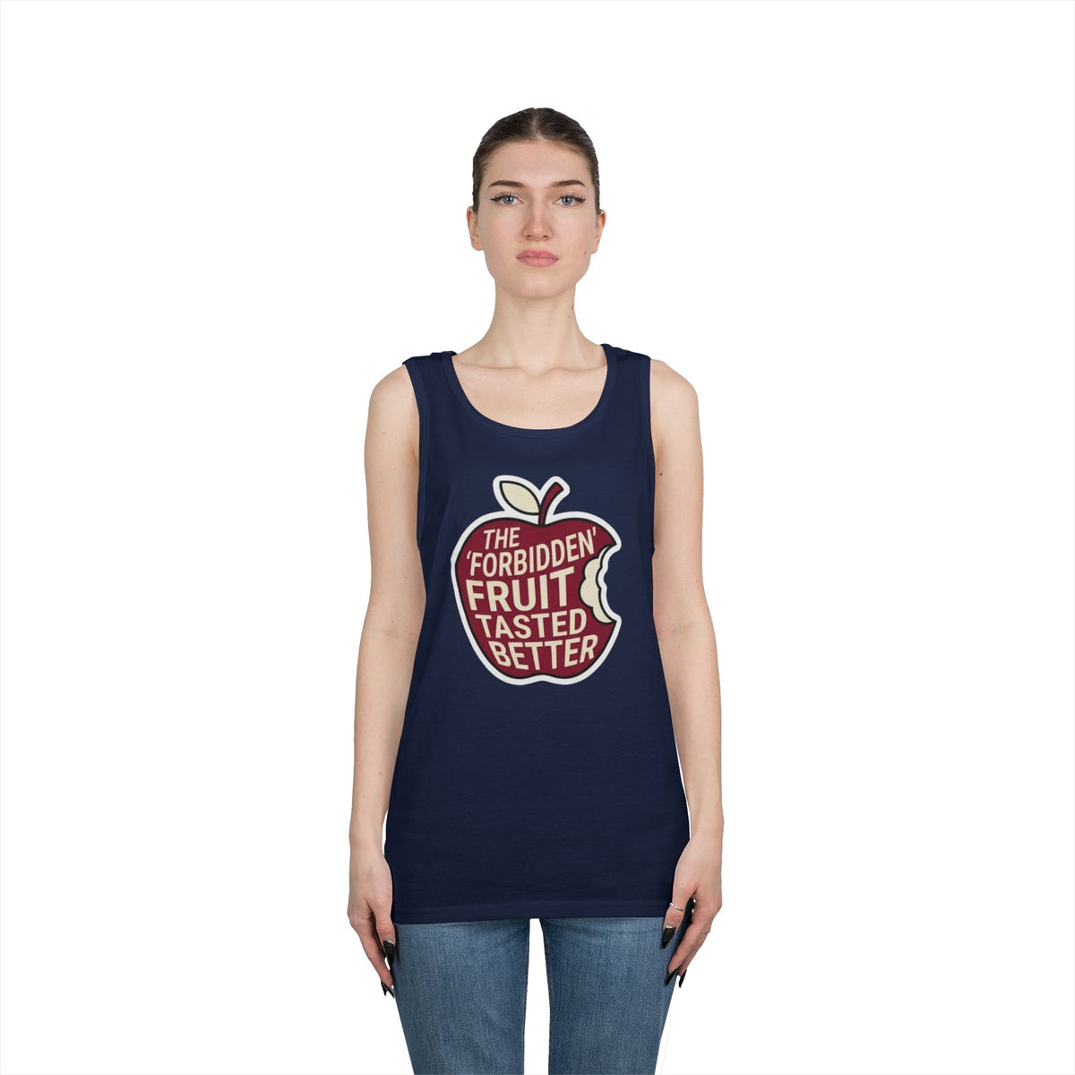 Color: Navy | Good Book Series Forbidden Fruit Tasted Better Tank Top